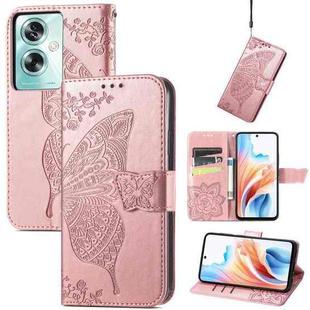 For OPPO A79 5G / A2 5G Butterfly Love Flower Embossed Leather Phone Case(Rose Gold)