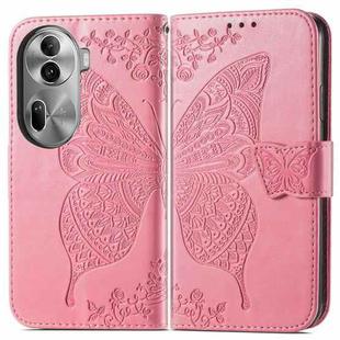 For OPPO Reno11 Pro EU Butterfly Love Flower Embossed Leather Phone Case(Pink)