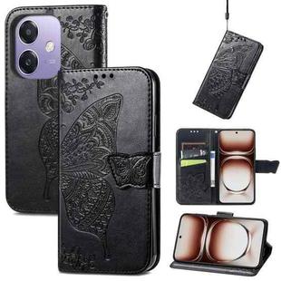 For  OPPO A3X Butterfly Love Flower Embossed Leather Phone Case(Black)