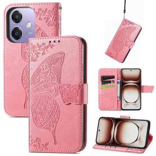 For  OPPO A3X Butterfly Love Flower Embossed Leather Phone Case(Pink)