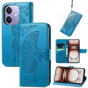 For  OPPO A3X Butterfly Love Flower Embossed Leather Phone Case(Blue)