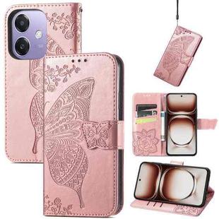 For  OPPO A3X Butterfly Love Flower Embossed Leather Phone Case(Rose Gold)