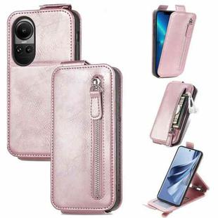 For OPPO Reno10 / 10 Pro Global Zipper Wallet Vertical Flip Leather Phone Case(Rose Gold)