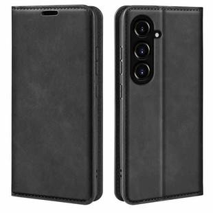 For Samsung Galaxy S23 FE 5G Retro-skin Magnetic Suction Leather Phone Case(Black)