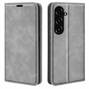 For Samsung Galaxy S23 FE 5G Retro-skin Magnetic Suction Leather Phone Case(Grey)