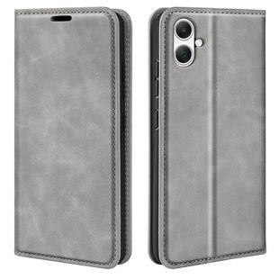 For Samsung Galaxy A05s Retro-skin Magnetic Suction Leather Phone Case(Grey)