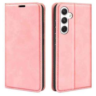 For Samsung Galaxy S24 5G Retro-skin Magnetic Suction Leather Phone Case(Pink)