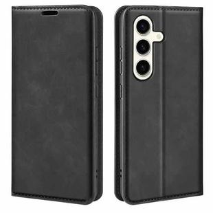 For Samsung Galaxy S24+ 5G Retro-skin Magnetic Suction Leather Phone Case(Black)