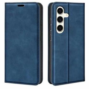 For Samsung Galaxy S24+ 5G Retro-skin Magnetic Suction Leather Phone Case(Dark Blue)