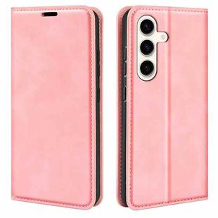 For Samsung Galaxy S24+ 5G Retro-skin Magnetic Suction Leather Phone Case(Pink)