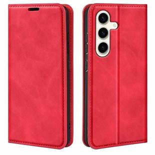 For Samsung Galaxy S24+ 5G Retro-skin Magnetic Suction Leather Phone Case(Red)