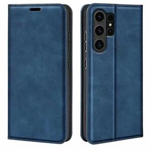 For Samsung Galaxy S24 Ultra 5G Retro-skin Magnetic Suction Leather Phone Case(Dark Blue)