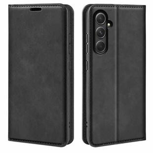 For Samsung Galaxy A55 Retro-skin Magnetic Suction Leather Phone Case(Black)