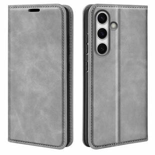 For Samsung Galaxy S24 FE 5G Retro-skin Magnetic Suction Leather Phone Case(Grey)