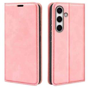 For Samsung Galaxy S24 FE 5G Retro-skin Magnetic Suction Leather Phone Case(Pink)