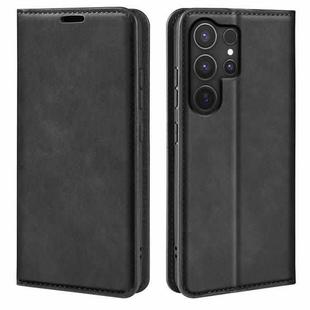 For Samsung Galaxy S25 Ultra 5G Retro-skin Magnetic Suction Leather Phone Case(Black)