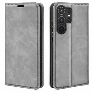 For Samsung Galaxy S25 Ultra 5G Retro-skin Magnetic Suction Leather Phone Case(Grey)