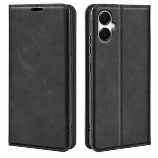 For Samsung Galaxy A06 5G Retro-skin Magnetic Suction Leather Phone Case(Black)