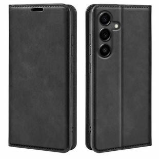 For Samsung Galaxy S25 FE 5G Retro-skin Magnetic Suction Leather Phone Case(Black)