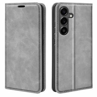 For Samsung Galaxy S25 FE 5G Retro-skin Magnetic Suction Leather Phone Case(Grey)