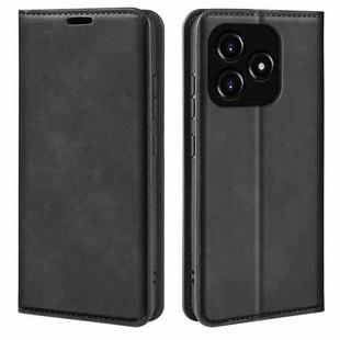 For Realme Narzo N53 Retro-skin Magnetic Suction Leather Phone Case(Black)