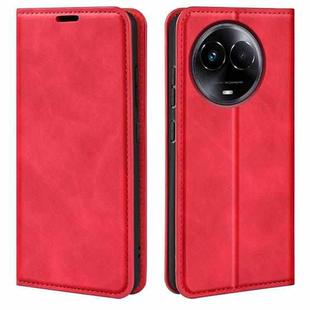 For Realme 11X Retro-skin Magnetic Suction Leather Phone Case(Red)