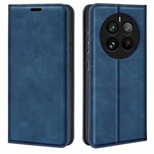 For Realme 12 Pro+ Retro-skin Magnetic Suction Leather Phone Case(Dark Blue)