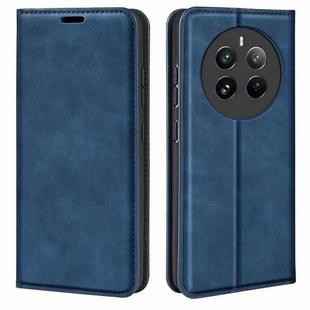 For Realme 12+ 5G Retro-skin Magnetic Suction Leather Phone Case(Dark Blue)