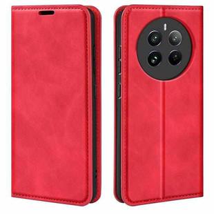 For Realme 12+ 5G Retro-skin Magnetic Suction Leather Phone Case(Red)