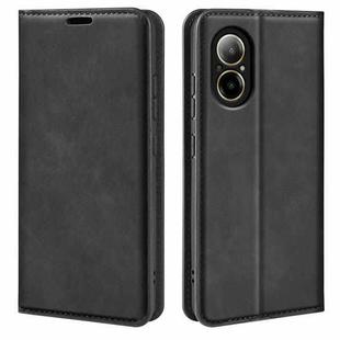 For Realme C67 4G Retro-skin Magnetic Suction Leather Phone Case(Black)