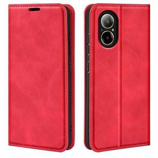 For Realme C67 4G Retro-skin Magnetic Suction Leather Phone Case(Red)