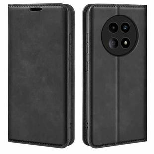 For Realme 12 5G Retro-skin Magnetic Suction Leather Phone Case(Black)