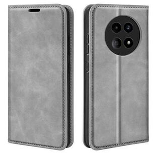 For Realme 12 5G Retro-skin Magnetic Suction Leather Phone Case(Grey)