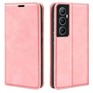 For Realme C65 4G Retro-skin Magnetic Suction Leather Phone Case(Pink)