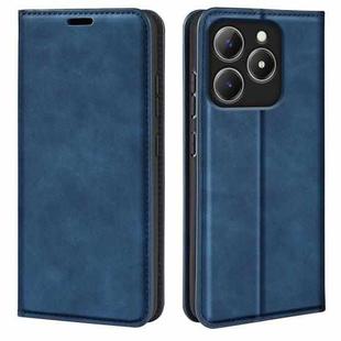 For Realme C63 Retro-skin Magnetic Suction Leather Phone Case(Dark Blue)