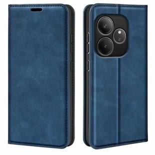 For Realme GT 6 5G Retro-skin Magnetic Suction Leather Phone Case(Dark Blue)