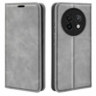 For Realme 13+ 5G Retro-skin Magnetic Suction Leather Phone Case(Grey)