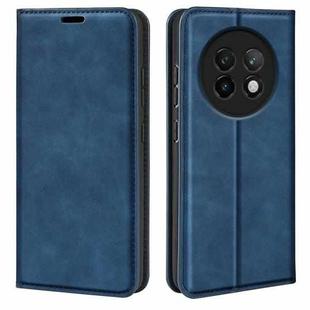 For Realme 13+ 5G Retro-skin Magnetic Suction Leather Phone Case(Dark Blue)