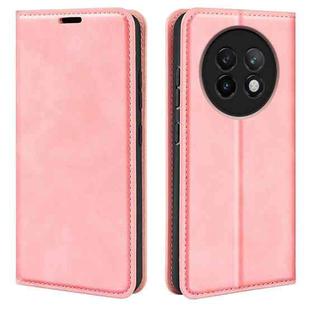 For Realme 13+ 5G Retro-skin Magnetic Suction Leather Phone Case(Pink)