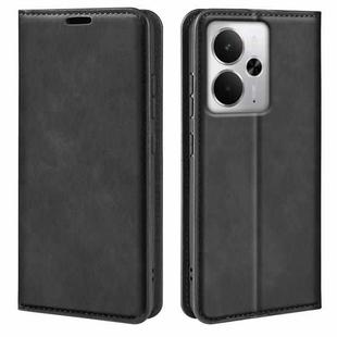 For Realme 14 5G Retro-skin Magnetic Suction Leather Phone Case(Black)