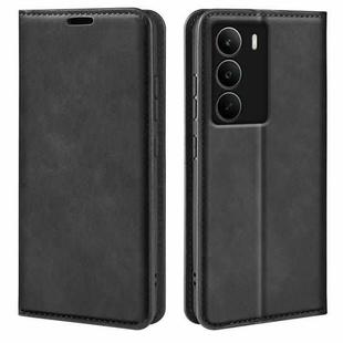 For Realme C71 4G Retro-skin Magnetic Suction Leather Phone Case(Black)