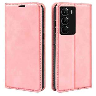 For Realme C71 4G Retro-skin Magnetic Suction Leather Phone Case(Pink)