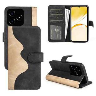 For Realme 11X Stitching Horizontal Flip Leather Phone Case(Black)