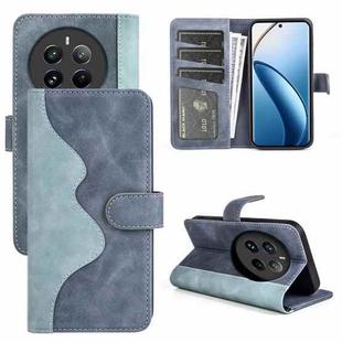For Realme 12+ 5G Stitching Horizontal Flip Leather Phone Case(Blue)