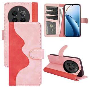 For Realme 12+ 5G Stitching Horizontal Flip Leather Phone Case(Red)