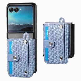 For Motorola Razr 40 Ultra Wristband Kickstand Card Wallet Back Cover Phone Case(Blue)