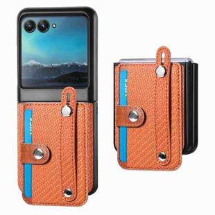 For Motorola Razr 40 Ultra Wristband Kickstand Card Wallet Back Cover Phone Case(Brown)