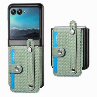 For Motorola Razr 40 Ultra Wristband Kickstand Card Wallet Back Cover Phone Case(Green)