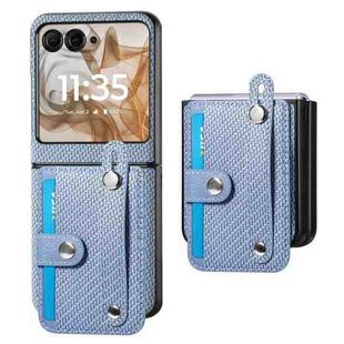 For Motorola Razr 50 Wristband Kickstand Card Wallet Back Cover Phone Case(Blue)