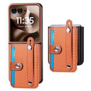 For Motorola Razr 60 Wristband Kickstand Card Wallet Back Cover Phone Case(Brown)